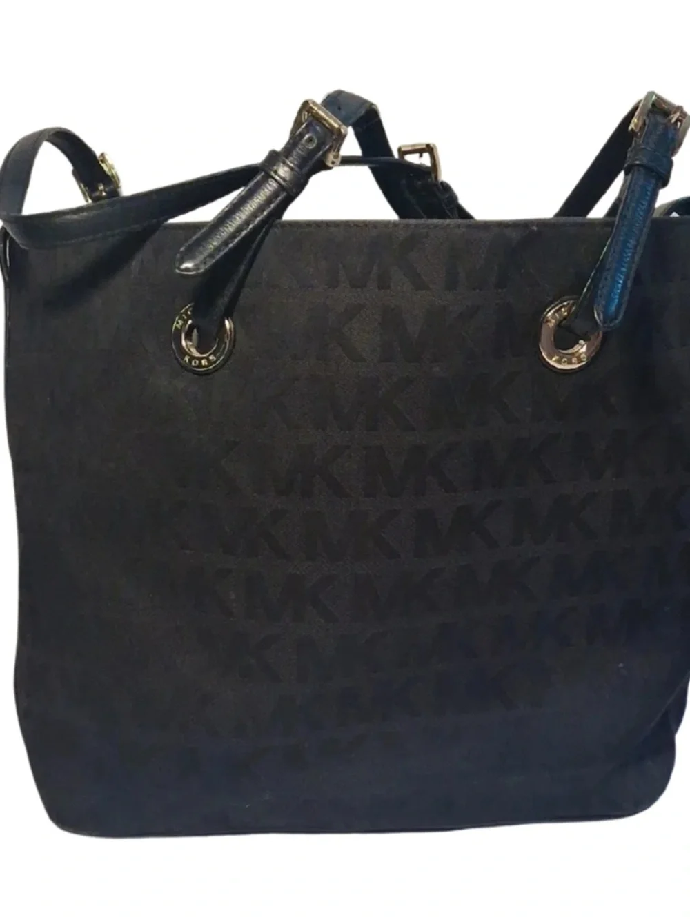 Michael Kors Black Jet Set Medium Signature Jacquard Tote with Gold Tone Accent - Picture 4 of 17